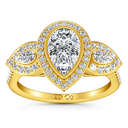 Three Stone Diamond Engagement Ring Vanessa 14K Yellow Gold