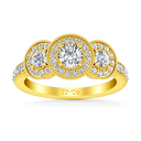 Three Stone Diamond Engagement Ring Giselle 14K Yellow Gold