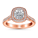 Halo Diamond Cushion Cut Engagement Ring Coco 14K Rose Gold