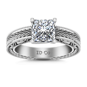 Solitaire Princess Cut Diamond Engagement Ring Rowan 14K White Gold