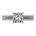 Solitaire Princess Cut Diamond Engagement Ring Rowan 14K White Gold