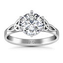Round Diamond Solitaire Engagement Ring Fiona Celtic Knot 14K White Gold