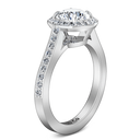 Round Diamond Halo Engagement Ring Violet 14K White Gold