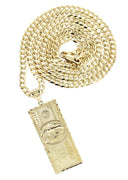 10K Yellow Gold Chain & 100 Dollar Bill Pendant | Appx. 16.9 Grams