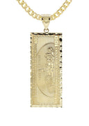 10K Yellow Gold Chain & 100 Dollar Bill Pendant | Appx. 16.9 Grams