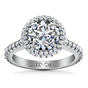 Round Diamond Halo  Engagement Ring Blossom 14K White Gold