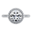 Round Diamond Halo  Engagement Ring Blossom 14K White Gold