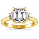 Three Stone Diamond Cushion Cut Engagement Ring Celesse 14K Yellow Gold