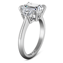Three Stone Cushion Cut Diamond Engagement Ring Celesse 14K White Gold