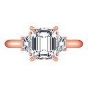 Three Stone Cushion Cut Engagement Ring Celesse 14K Rose Gold