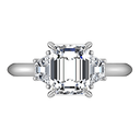Three Stone Cushion Cut Diamond Engagement Ring Celesse 14K White Gold
