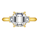 Three Stone Diamond Cushion Cut Engagement Ring Celesse 14K Yellow Gold
