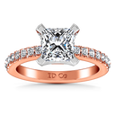 Pave Diamond Princess Cut Engagement Ring Prima 14K Rose Gold