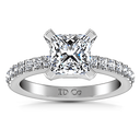 Pave Princess Cut Diamond Engagement Ring Prima 14K White Gold