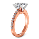 Pave Diamond Princess Cut Engagement Ring Prima 14K Rose Gold
