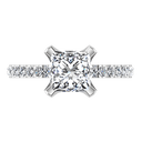 Pave Princess Cut Diamond Engagement Ring Prima 14K White Gold