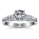 Round Diamond Pave Engagement Ring Flora 14K White Gold
