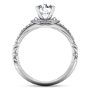 Round Diamond Pave Engagement Ring Flora 14K White Gold