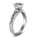 Round Diamond Pave Engagement Ring Flora 14K White Gold