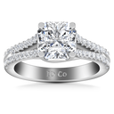 Pave Cushion Cut Diamond Engagement Ring Dahlia 14K White Gold