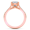 Pave Diamond Cushion Cut Engagement Ring Dahlia 14K Rose Gold