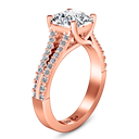 Pave Diamond Cushion Cut Engagement Ring Dahlia 14K Rose Gold