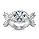 Round Diamond Solitaire Engagement Ring Solagne 14K White Gold