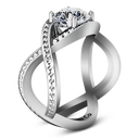 Round Diamond Solitaire Engagement Ring Solagne 14K White Gold