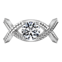 Round Diamond Solitaire Engagement Ring Solagne 14K White Gold