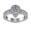 Halo Pear Diamond Engagement Ring Candence 14K White Gold