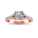 Pave Diamond Cushion Cut Engagement Ring Riverton 14K Rose Gold