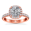 Halo Diamond Cushion Cut Engagement Ring Jessica 14K Rose Gold