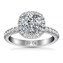 Halo Cushion Cut Diamond Engagement Ring Jessica 14K White Gold