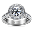 Round Diamond Halo Engagement Ring Angeline 14K White Gold