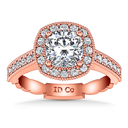Halo Diamond Cushion Cut Engagement Ring Geneve 14K Rose Gold