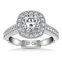 Halo Cushion Cut Diamond Engagement Ring Geneve 14K White Gold