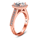 Halo Diamond Cushion Cut Engagement Ring Geneve 14K Rose Gold