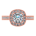 Halo Diamond Cushion Cut Engagement Ring Geneve 14K Rose Gold