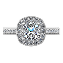 Halo Cushion Cut Diamond Engagement Ring Geneve 14K White Gold