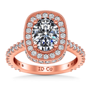 Halo Diamond Oval Engagement Ring Camille 14K Rose Gold
