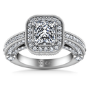 Halo Cushion Cut Diamond Engagement Ring Leilani 14K White Gold