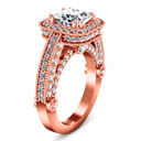 Halo Diamond Cushion Cut Engagement Ring Leilani 14K Rose Gold