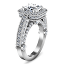 Halo Cushion Cut Diamond Engagement Ring Leilani 14K White Gold