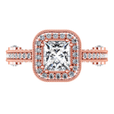 Halo Diamond Cushion Cut Engagement Ring Leilani 14K Rose Gold