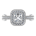 Halo Cushion Cut Diamond Engagement Ring Leilani 14K White Gold