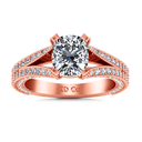 Pave Diamond Cushion Cut Engagement Ring Zahra 14K Rose Gold