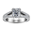Pave Cushion Cut Diamond Engagement Ring Zahra 14K White Gold