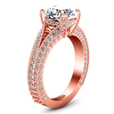 Pave Diamond Cushion Cut Engagement Ring Zahra 14K Rose Gold