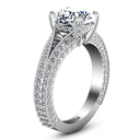 Pave Cushion Cut Diamond Engagement Ring Zahra 14K White Gold