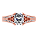 Pave Diamond Cushion Cut Engagement Ring Zahra 14K Rose Gold